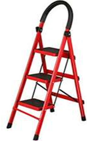 Ladder 4 Steps - METAL / RED / 150Kg (HEAVY)